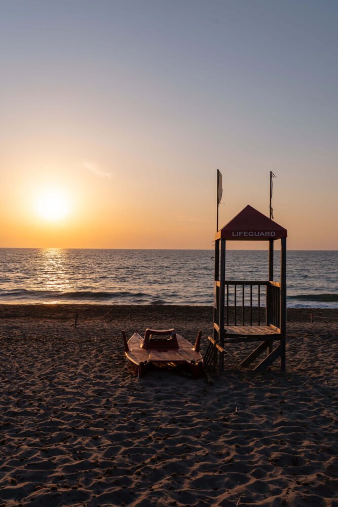sandy beach in san vincenzo at sunset