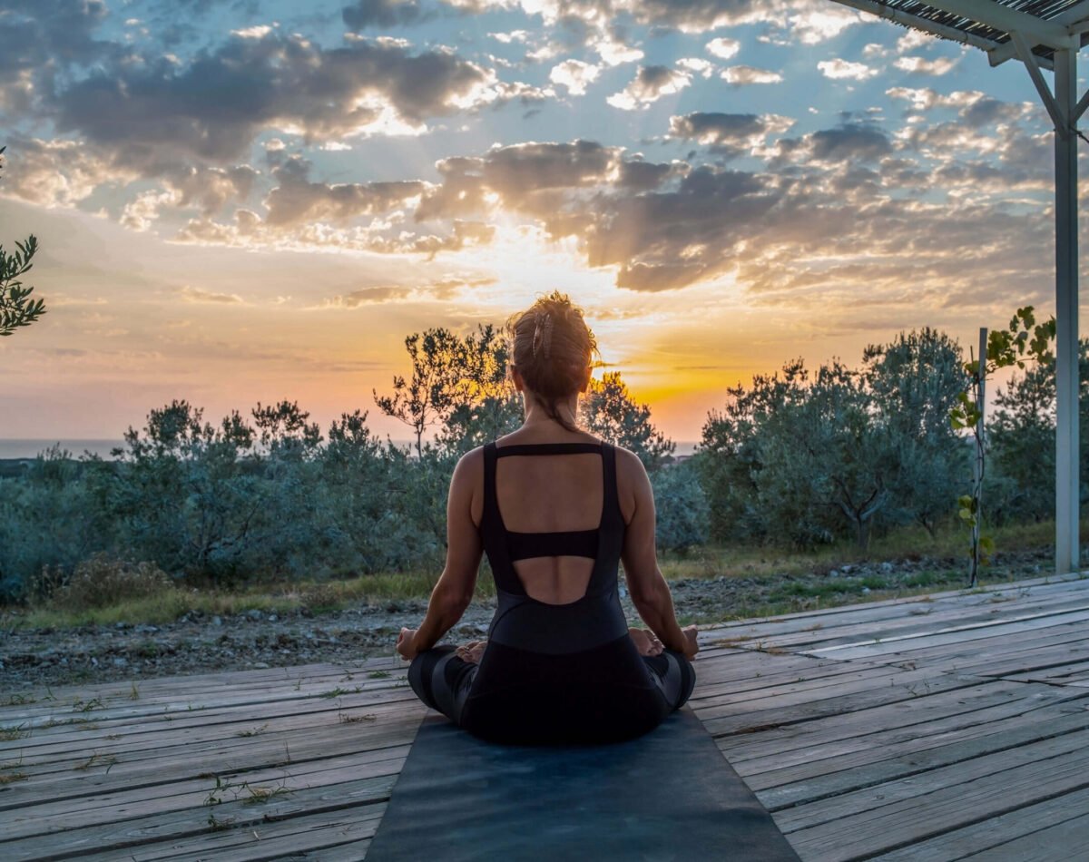 yoga meditation at sunset at podere l'agave San Vincenzo