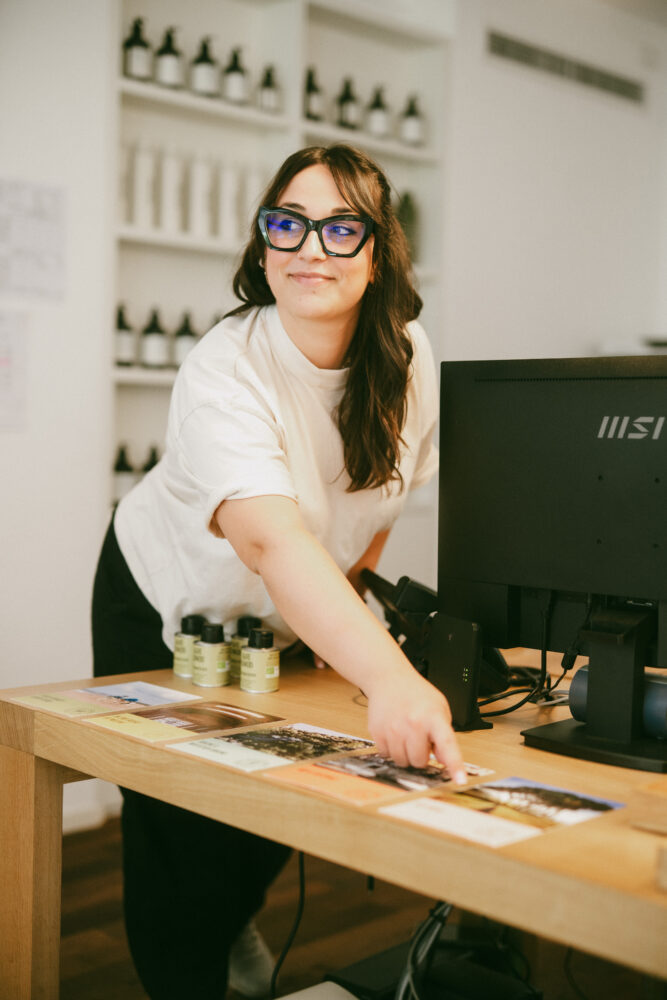 receptionist showing places where to go